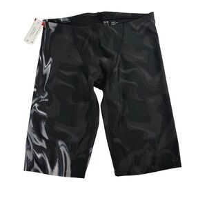 TYR Jammer Mens M 34 Vaporwave Swim Trunks Smoke Black Marble B13010H Athletic